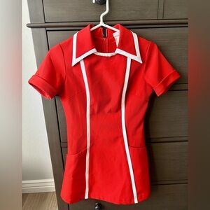 Atomic Orange Mini Dress 1960’s 1970’s Retro Vintage MCM Mid Mod XS